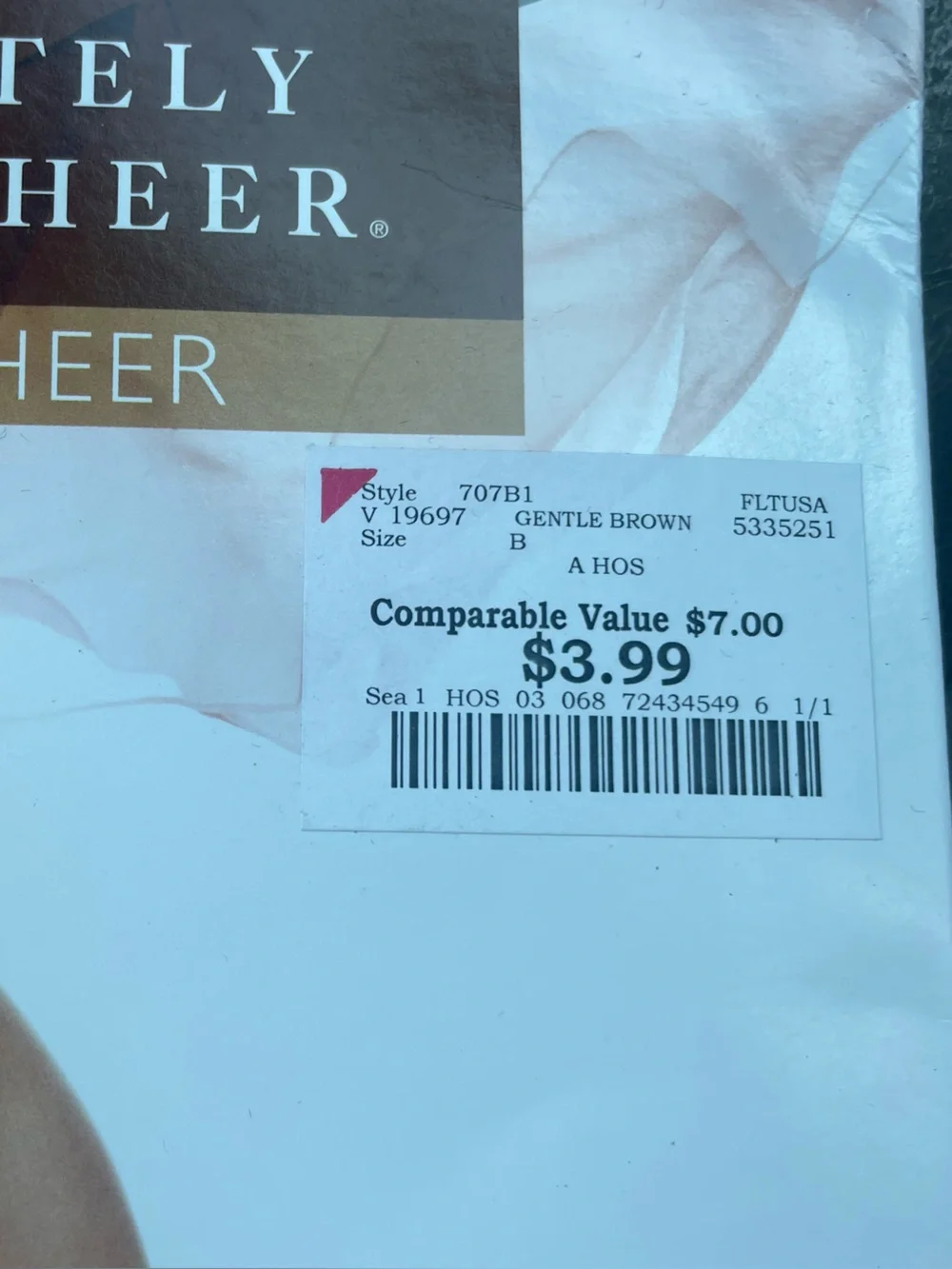 Hanes absolutely ultra sheer pantyhose gentle brown size B small-medium